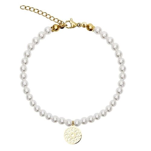 Pearl Bracelet-Gold Pl.-Mandala Of Luck