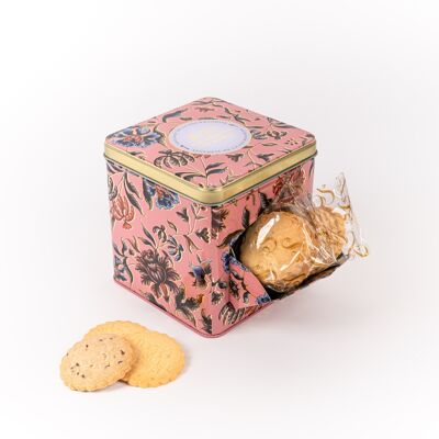 Galletas de mantequilla simples y chispas de chocolate - mini caja dispensadora de metal "Renaissance" 200g