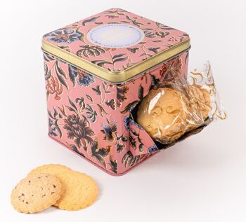 Biscuits sablés nature et pépites de chocolat - mini boite distributrice métal "Renaissance" 200g 1