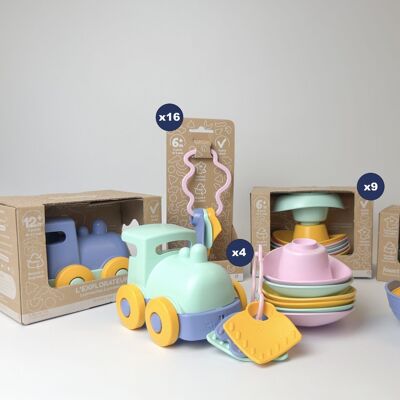 Giochi prima età per neonati, Confezione da 36 giocattoli per veicoli acquatici, Prodotto in Francia in plastica riciclata, Regalo 1-5 anni, Pasqua