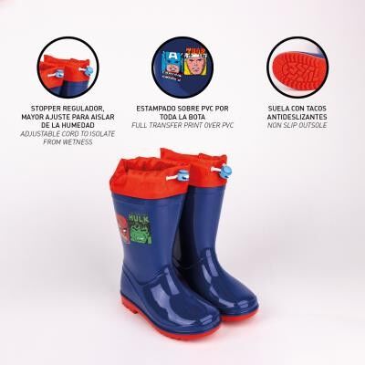 Pack Botas para lluvia PVC Marvel (Tallas 24 a 33)