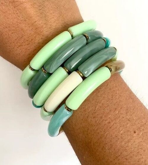 Bracelet résine acétate tube épaisseur 0,5 cm dégradé de vert