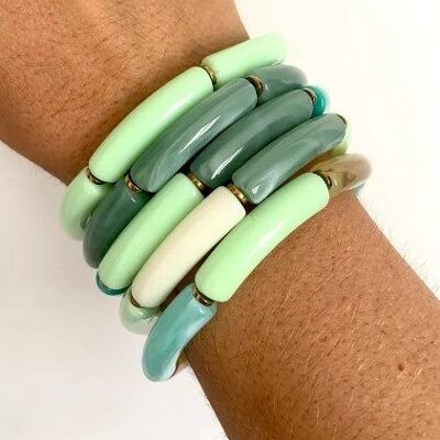 Acetate resin bracelet tube thickness 0.5 cm green gradient