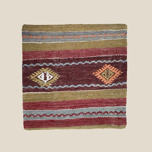 Turkish Cushion Ela - Upcycled from vintage rugs, 40x40cm, wool