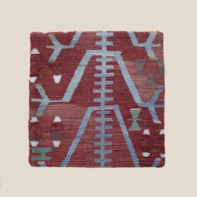 Cojín turco Aysen - Reciclado de alfombras vintage, 40x40cm, lana