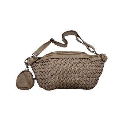 SAC BANANE CUIR WASHED AMBRA BEIGE