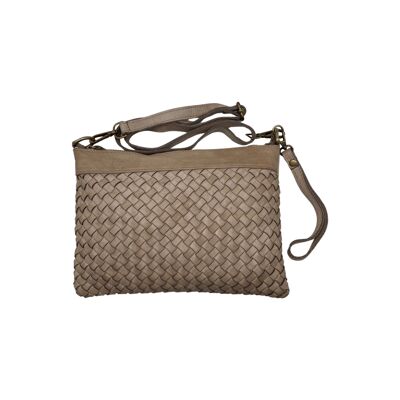 BOLSO POUCH BARBARA DE PIEL LAVADA BEIGE