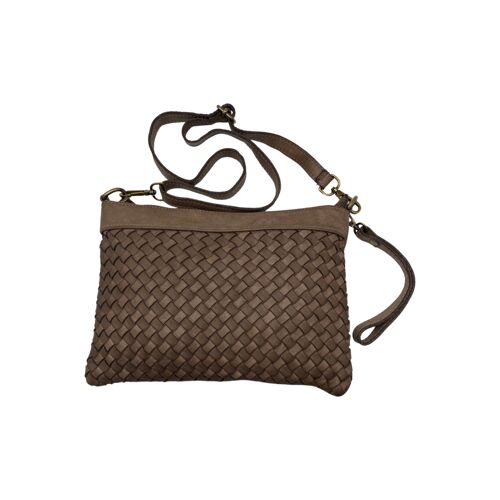 SAC POCHETTE CUIR WASHED BARBARA GRIS