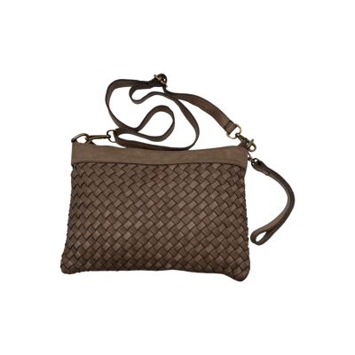 BARBARA GRAY WASHED LEATHER POUCH BAG