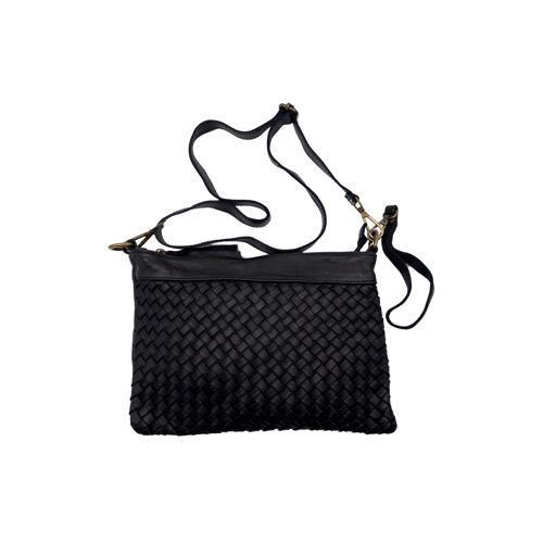 SAC POCHETTE CUIR WASHED BARBARA NOIR