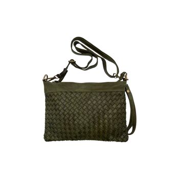 SAC POCHETTE CUIR WASHED BARBARA VERT 1