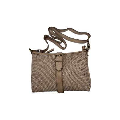 INES BEIGE WASHED LEATHER POUCH BAG