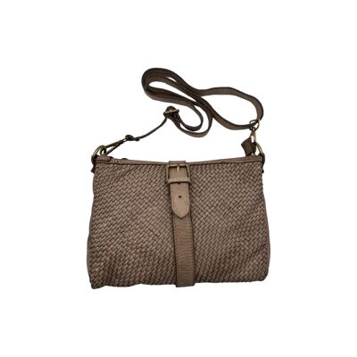 INES GRAY WASHED LEATHER POUCH BAG