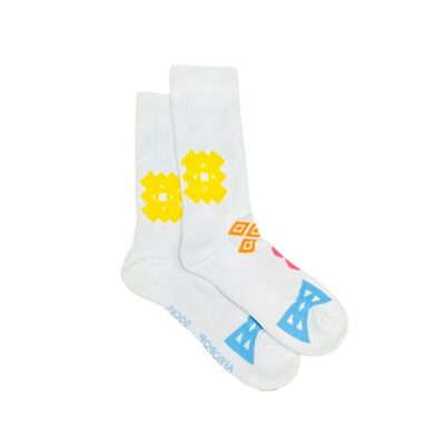 Chaussettes de sport Adinkra (Blanc)