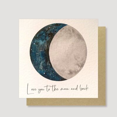 Te amo hasta la luna y la tarjeta trasera