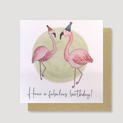 Fabuleuse carte d'anniversaire flamants roses