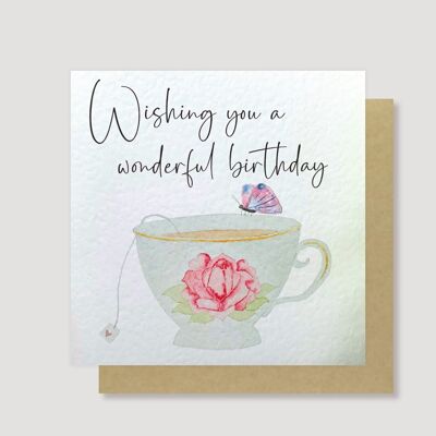 Tarjeta de cumpleaños de taza de té