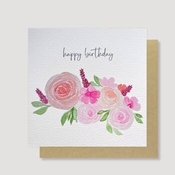 Carte d'anniversaire roses roses