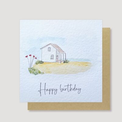 Strandhaus-Geburtstagskarte