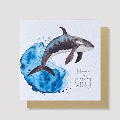 Splashing Orca birthday card