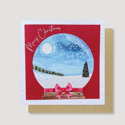 Cartolina di Natale con globo di neve e luna