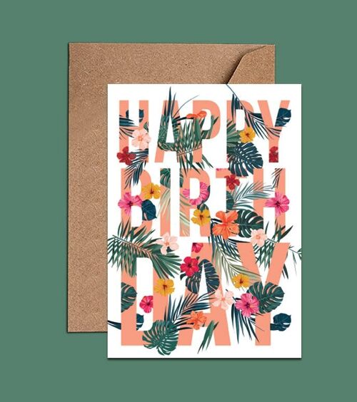 Tropical orange Happy Birthday Card – WAC18120