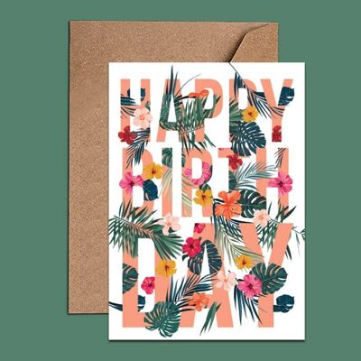Tropisch orange Happy Birthday Card – WAC18120