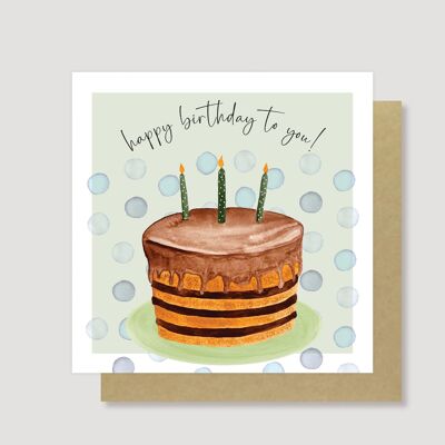Geburtstagskarte mit Schokoladenkuchen