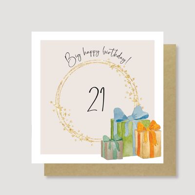 Gran tarjeta de feliz cumpleaños número 21