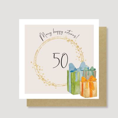 Tarjeta de cumpleaños número 50 con muchas devoluciones felices