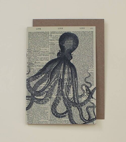 Card With An Octopus - Octopus Dictionary Art Card - WAC19507