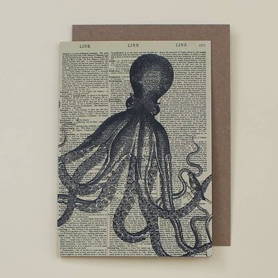 Carte avec une pieuvre - Carte d’art du dictionnaire Octopus - WAC19507