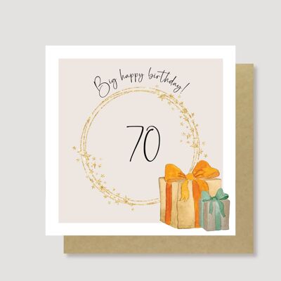 Gran tarjeta de feliz cumpleaños número 70