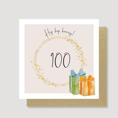 Carte d'anniversaire 100e anniversaire hip hip horay