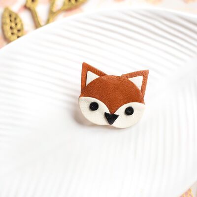 Leather red fox pin