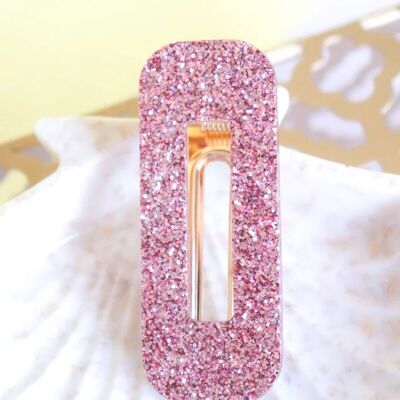Rectangle hair clip pink sequins