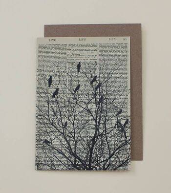 Carte avec des oiseaux et un arbre - Carte d'art du dictionnaire Oiseaux sur un arbre - WAC19508 1