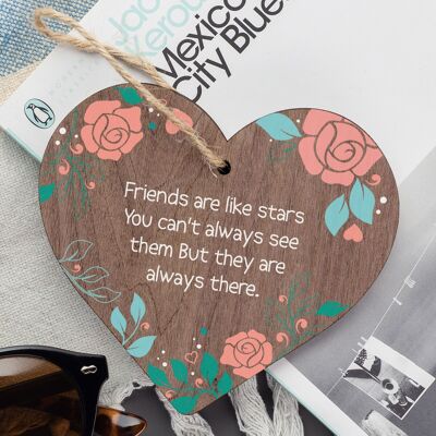 Los mejores amigos son como estrellas, signo de amistad, placa de corazón de madera, regalo, gracias