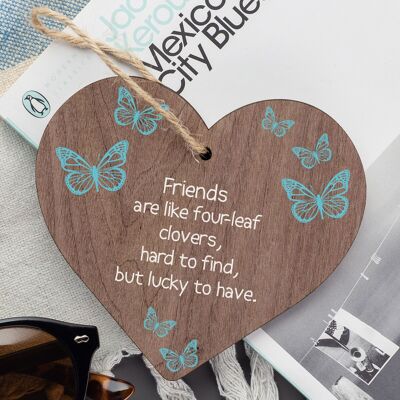 Los amigos son como la amistad, mejor amigo, placa, corazón de madera, gracias, amor, regalo