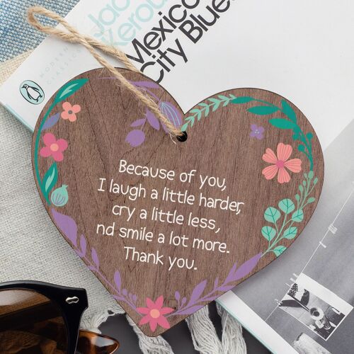 THANK YOU Gift For Best Friend Wooden Heart Christmas Birthday Keepsakes