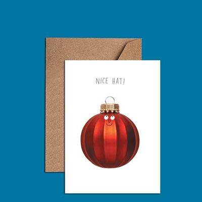 Tarjeta de Navidad con adorno rojo - WAC18760