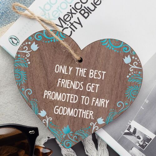 Best Friends Godmother Gift Christening Wooden Heart Plaque Thank You Gift
