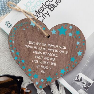Freundschaftsschild, handgefertigtes Herzschild aus Holz, Geschenk für beste Freundin, Dankeschön, Geburtstag