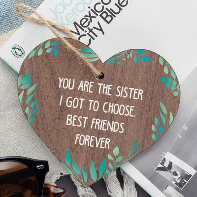 Thank You Sister Gift Best Friend Wood Heart Love Plaque Frendship Gift