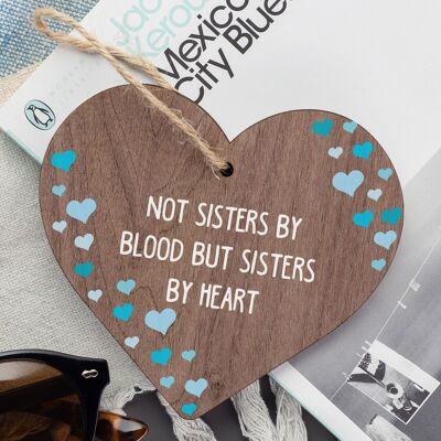 Sisters By Heart Targa dell'amicizia con cuore in legno, targa regalo per migliore amica, shabby chic