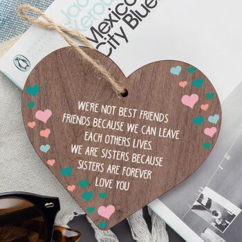 Plaques d'amitié de remerciement pour sœurs, cœur en bois, cadeaux de noël pour meilleur ami