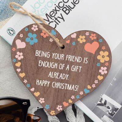 Funny Friendship Christmas Gift Novelty Wooden Heart Joke Present Best Friend