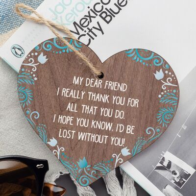 Dear Friend Gift Wood Heart Birthday Christmas Gift For Best Friend Thank You