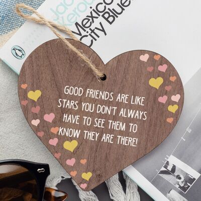 Placa de amigos como estrellas, placa de mejor amigo, corazón grabado, regalo de agradecimiento