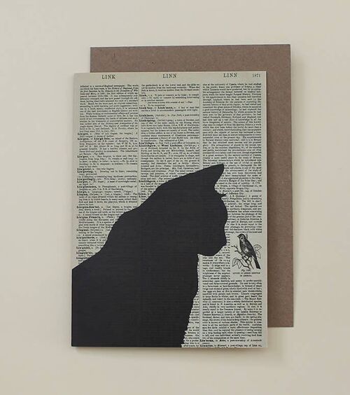 Card With A Black Cat - Black Cat Dictionary Art Card - WAC19509